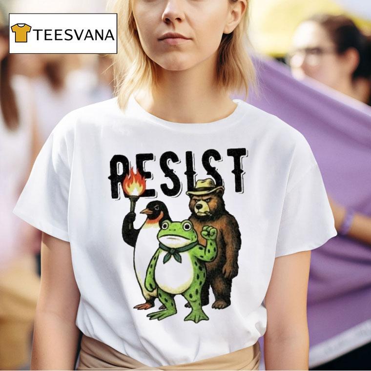 Resist Portland Frog Penguin Bear Resist Abolish Ice T Shirt