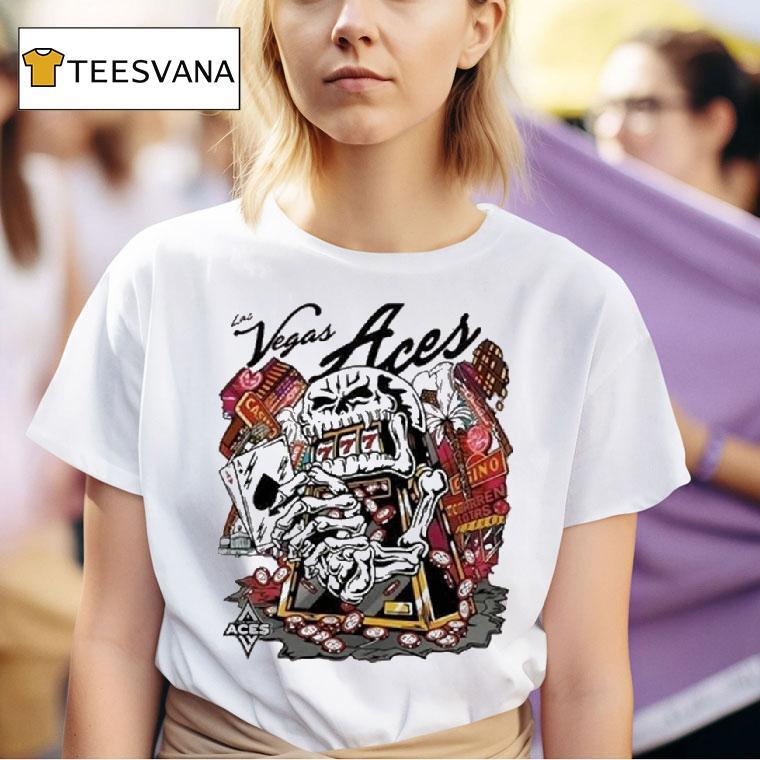 Skull Aces Slot Machine Champion A Ja Wilson Las Vegas Aces Warren Lotas T Shirt