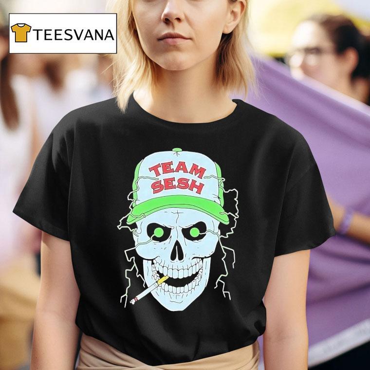 Skull Smoking Team Sesh Lightning T Shirt