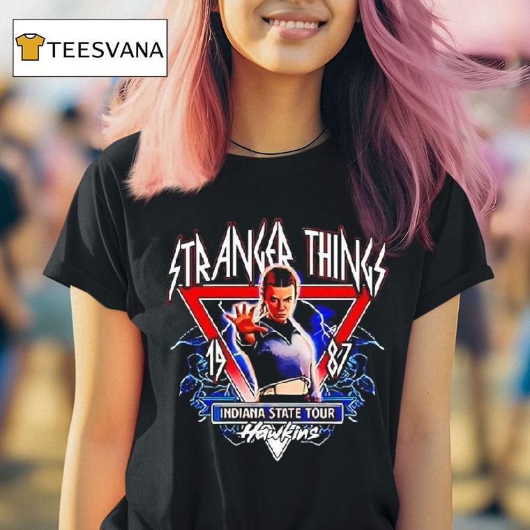 Stranger Things Indiana State Tour Hawkins Graphic T Shirt