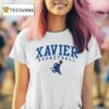 Blue Blob Mascot Xavier Muskers Basketball T Shirt