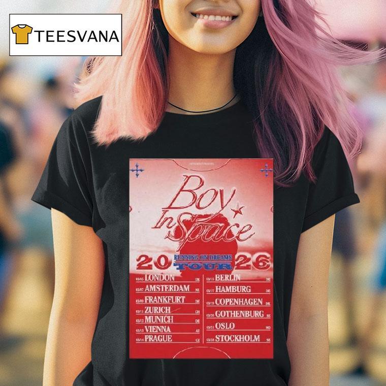 Boy In Space Running On Dreams Tour T Shirt Boy In Space Running On Dreams Tour T Shirt