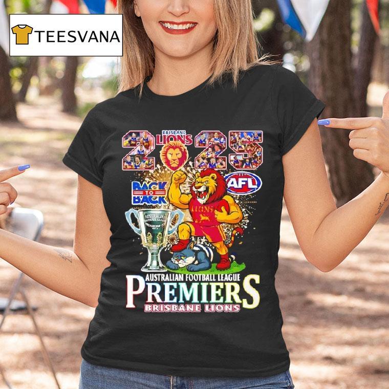 Brisbane Lions Back To Back Afl Australian Football League Premiers Cup Mascot Logo T Shirt Brisbane Lions Back To Back Afl Australian Football League Premiers Cup Mascot Logo T Shirt