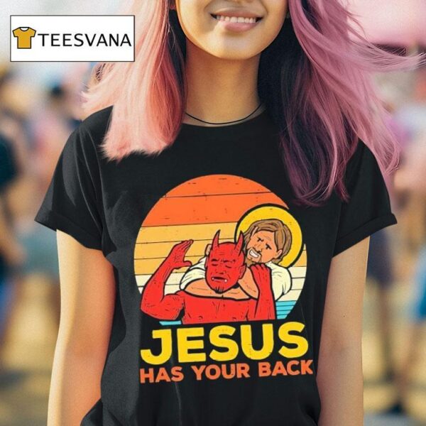 Jesus Has Your Back Santa Devil Vintage Graphic T Shirt