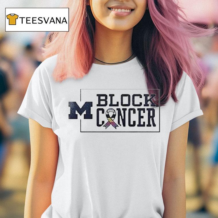 Michigan Wolverines Block Cancer Football Awareness Logo T Shirt Michigan Wolverines Block Cancer Football Awareness Logo T Shirt