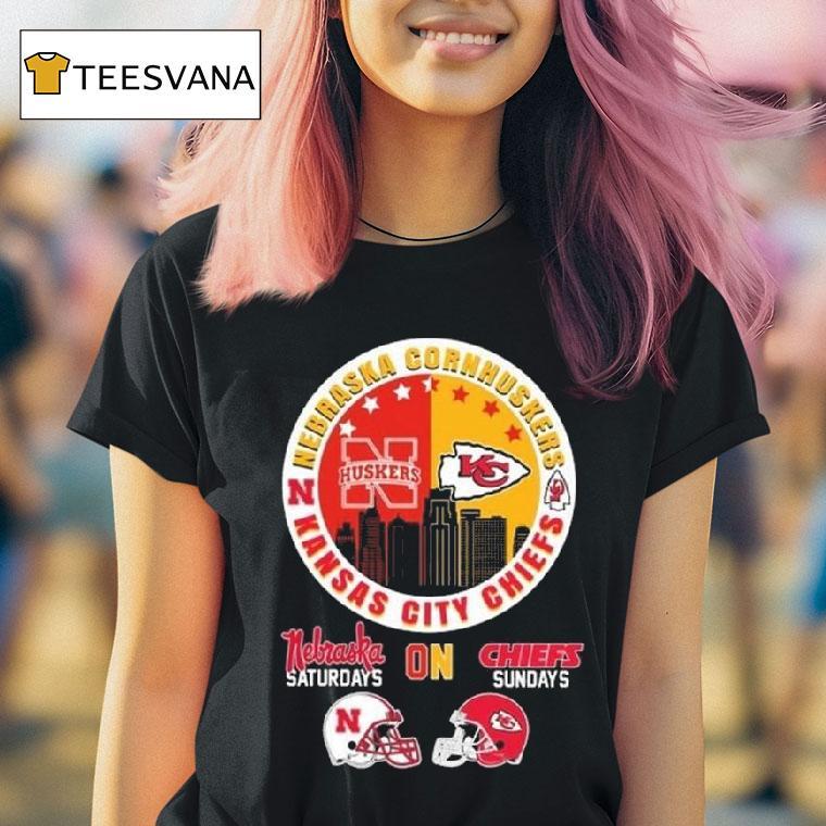 Nebraska Cornhuskers And Kansas City Chiefs Nebraska Saturdays On Chiefs Sundays T Shirt Nebraska Cornhuskers And Kansas City Chiefs Nebraska Saturdays On Chiefs Sundays T Shirt