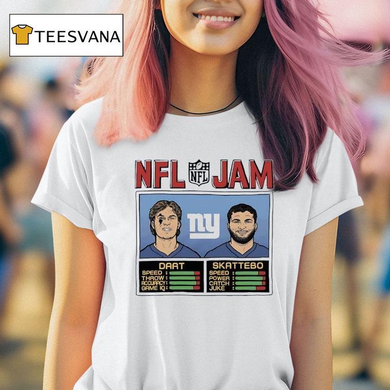 Nfl Jam Cam Skattebo And Jaxson Dart New York Giants Football T Shirt Nfl Jam Cam Skattebo And Jaxson Dart New York Giants Football T Shirt