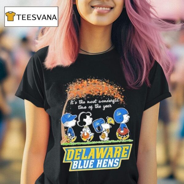 Peanuts Characters Vs Delaware Fightin Blue Hens It S The Most Wonderful Time Of The Year T Shirt