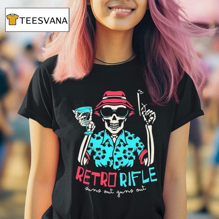 Retro Rifle Jump Out Going Out Beach Side Skeleton T Shirt Retro Rifle Jump Out Going Out Beach Side Skeleton T Shirt