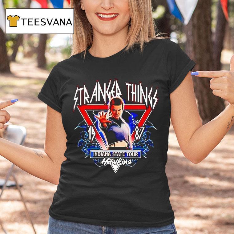 Stranger Things Indiana State Tour Hawkins Graphic T Shirt Stranger Things Indiana State Tour Hawkins Graphic T Shirt