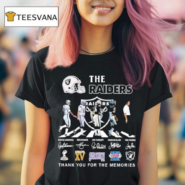 The Las Vegas Raiders Team Signatures Super Bowls Logo Thank You For The Memories T Shirt