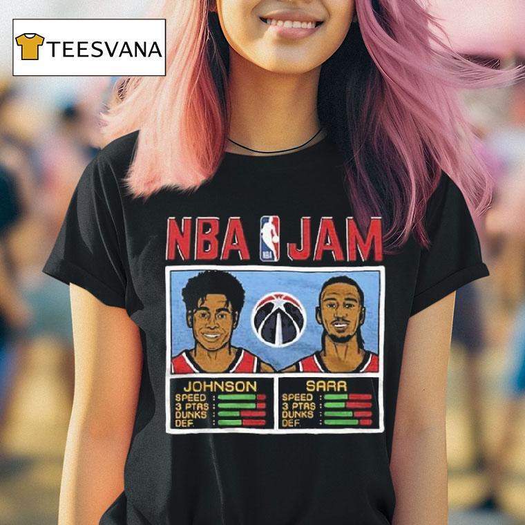 Tre Johnson And Alex Sarr Washington Wizards Nba Jam T Shirt Tre Johnson And Alex Sarr Washington Wizards Nba Jam T Shirt