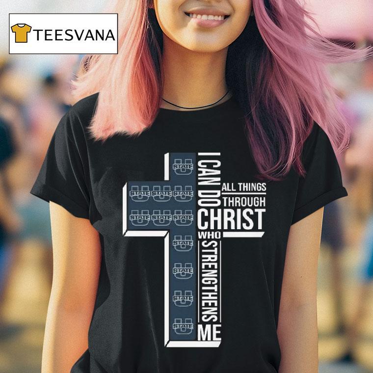 Utah State Aggies I Can Do All Things Through Christ Who Strengthens Me Cross T Shirt Utah State Aggies I Can Do All Things Through Christ Who Strengthens Me Cross T Shirt