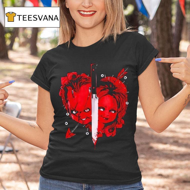 Bride Of Chucky Tiffany Chucky Knife Portrai T Shirt Bride Of Chucky Tiffany Chucky Knife Portrai T Shirt