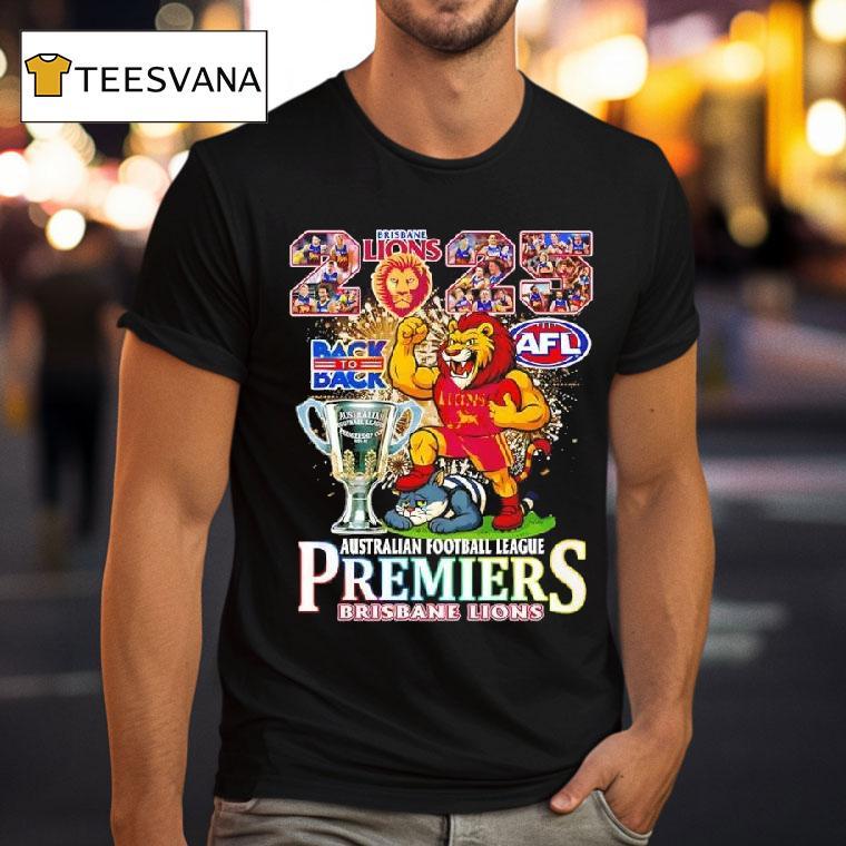 Brisbane Lions Back To Back Afl Australian Football League Premiers Cup Mascot Logo T Shirt Brisbane Lions Back To Back Afl Australian Football League Premiers Cup Mascot Logo T Shirt