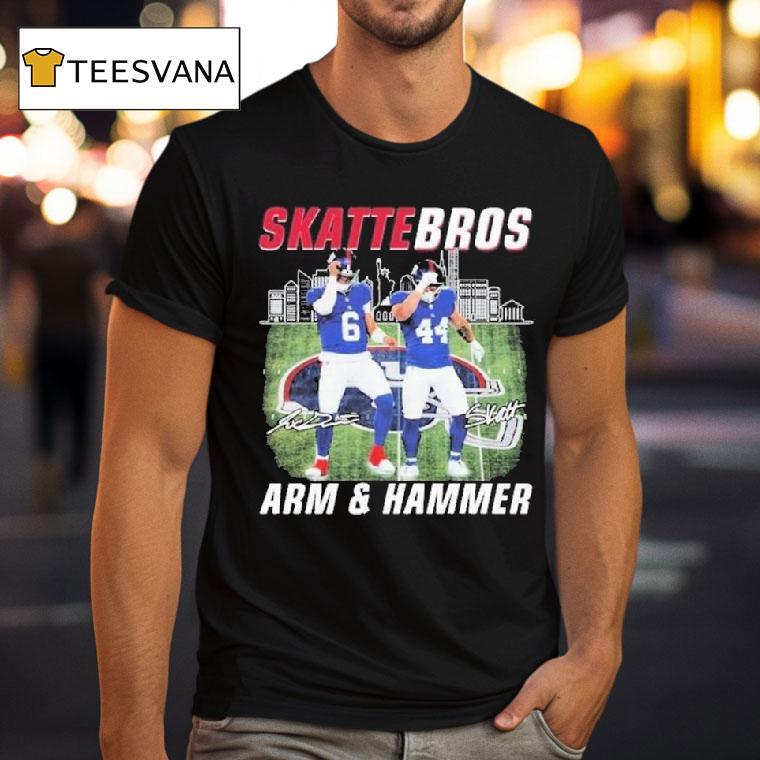 Cam Skattebo And Jaxson Dart Skattebros Arm Hammer Signatures T Shirt Cam Skattebo And Jaxson Dart Skattebros Arm Hammer Signatures T Shirt