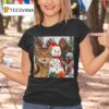 Christmas Cat Selfie With Bigfoot Alien Snowman T Shirt