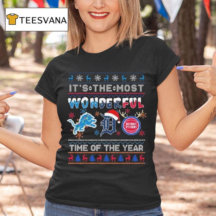 It S The Most Wonderful Detroit Lions Detroit Tigers And Detroit Pistons Time Of The Year Ugly Christmas T Shirt It S The Most Wonderful Detroit Lions Detroit Tigers And Detroit Pistons Time Of The Year Ugly Christmas T Shirt