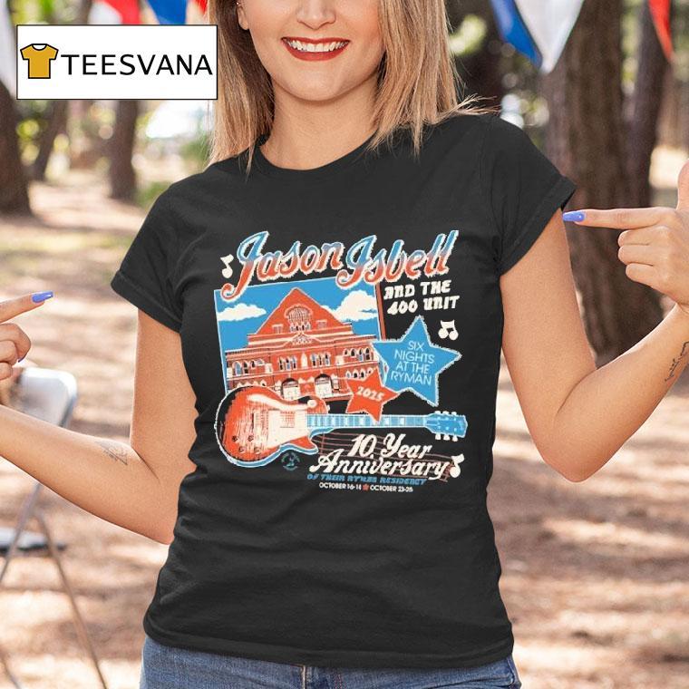 Jason Isbell And The Unit Six Nights At The Ryman Of Their Ryman Residency October Year Anniversary Guitar T Shirt Jason Isbell And The Unit Six Nights At The Ryman Of Their Ryman Residency October Year Anniversary Guitar T Shirt