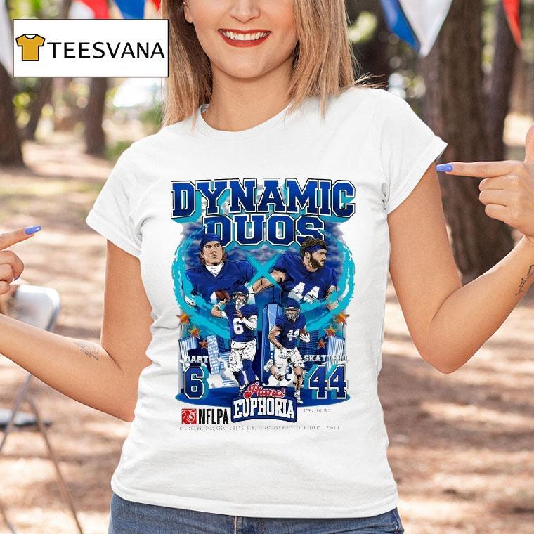 Jaxson Dart And Cam Skattebo Dynamic Duos Planet Euphoria New York Giants T Shirt Jaxson Dart And Cam Skattebo Dynamic Duos Planet Euphoria New York Giants T Shirt