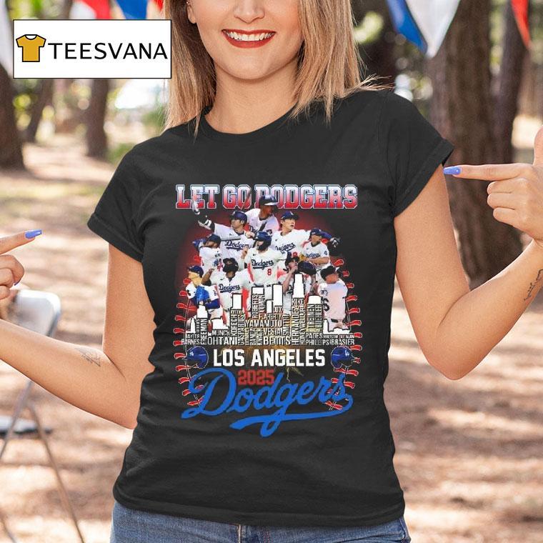 Los Angeles Dodgers National League Champions Let Go Dodgers Skyline Names T Shirt Los Angeles Dodgers National League Champions Let Go Dodgers Skyline Names T Shirt