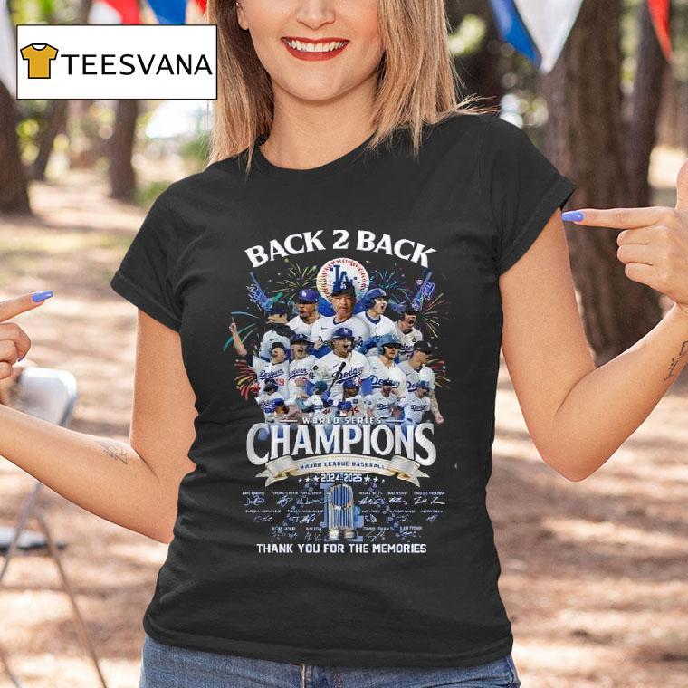 Los Angeles Dodgers Back Back World Series Champions Mlb Thank You For The Memories Signatures T Shirt Los Angeles Dodgers Back Back World Series Champions Mlb Thank You For The Memories Signatures T Shirt