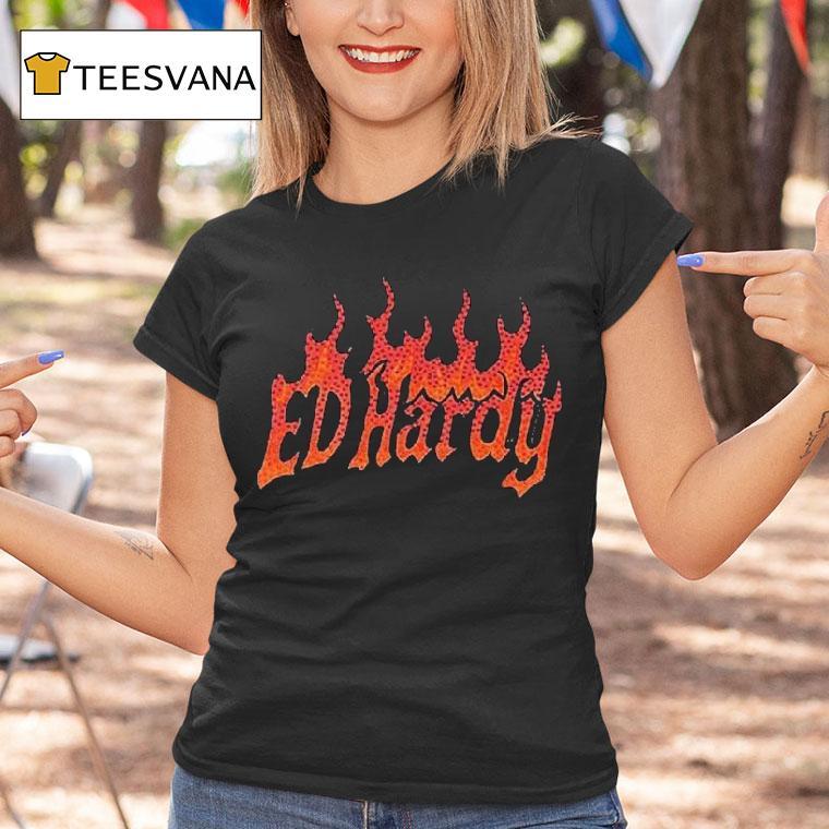 Machine Gun Kelly X Ed Hardy Flames Shadow Rhinestone T Shirt Machine Gun Kelly X Ed Hardy Flames Shadow Rhinestone T Shirt