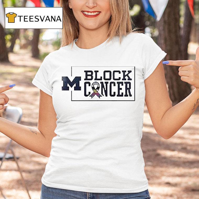 Michigan Wolverines Block Cancer Football Awareness Logo T Shirt Michigan Wolverines Block Cancer Football Awareness Logo T Shirt