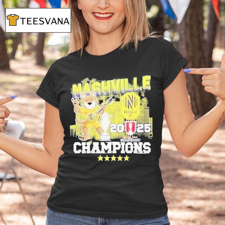 Nashville Sc Us Open Cup Champions Celebrating Mascot Trophy T Shirt Nashville Sc Us Open Cup Champions Celebrating Mascot Trophy T Shirt