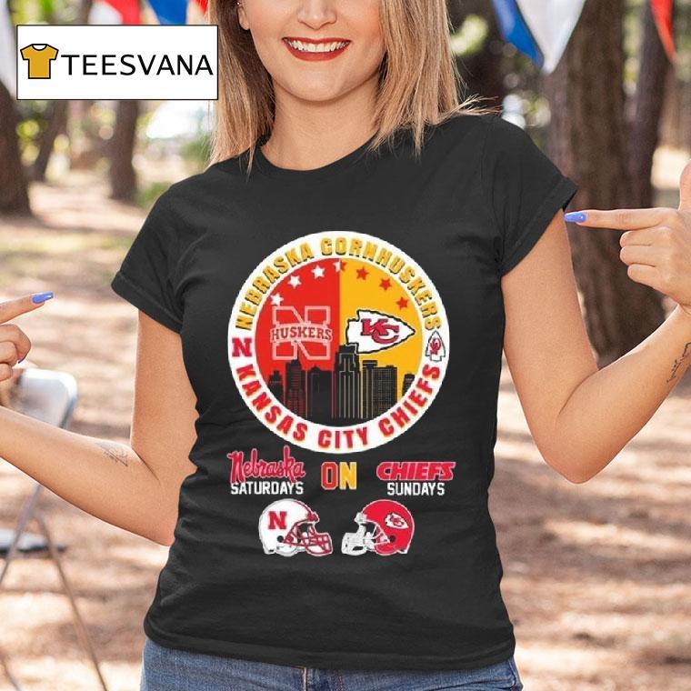 Nebraska Cornhuskers And Kansas City Chiefs Nebraska Saturdays On Chiefs Sundays T Shirt Nebraska Cornhuskers And Kansas City Chiefs Nebraska Saturdays On Chiefs Sundays T Shirt