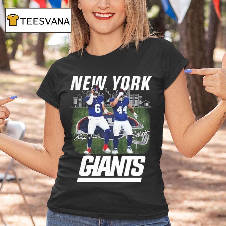 New York Giants Jaxson Dart And Cam Skattebo Signatures T Shirt New York Giants Jaxson Dart And Cam Skattebo Signatures T Shirt