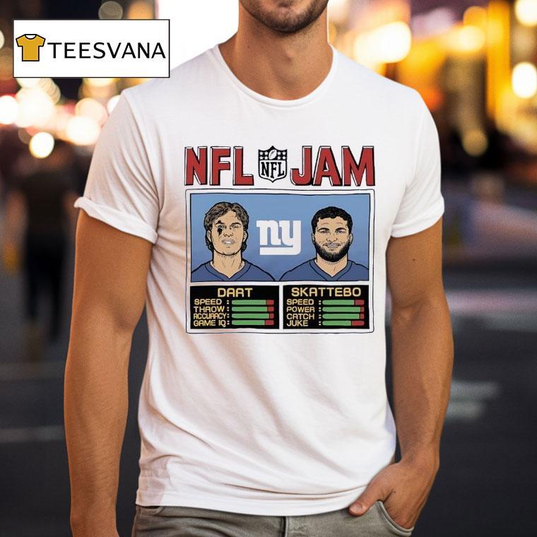 Nfl Jam Cam Skattebo And Jaxson Dart New York Giants Football T Shirt Nfl Jam Cam Skattebo And Jaxson Dart New York Giants Football T Shirt