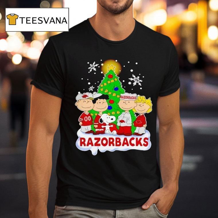 Peanuts Characters Arkansas Razorbacks Christmas T Shirt Peanuts Characters Arkansas Razorbacks Christmas T Shirt