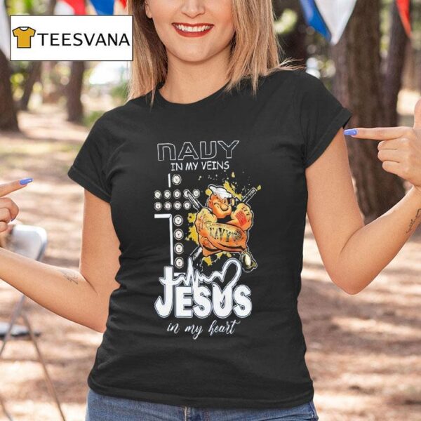 Popeye U S Navy In My Veins Jesus In My Hear T Shirt