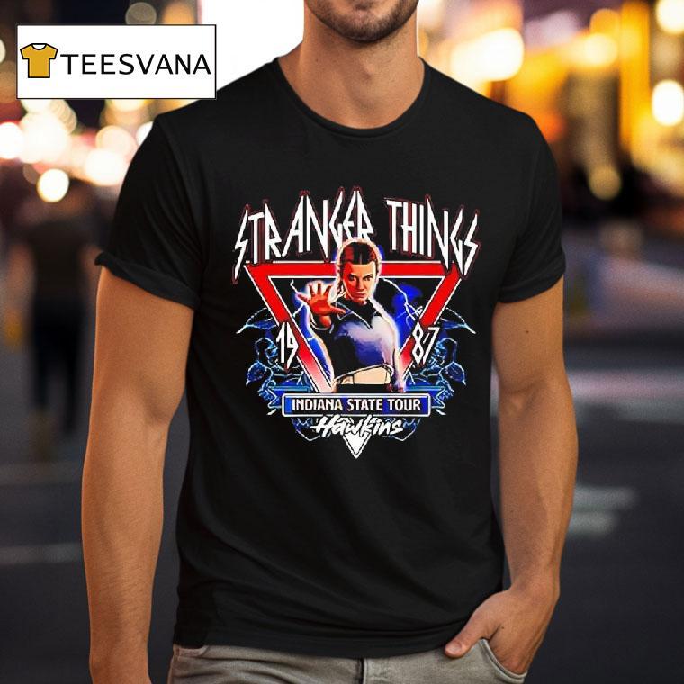 Stranger Things Indiana State Tour Hawkins Graphic T Shirt Stranger Things Indiana State Tour Hawkins Graphic T Shirt
