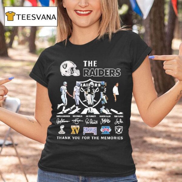 The Las Vegas Raiders Team Signatures Super Bowls Logo Thank You For The Memories T Shirt