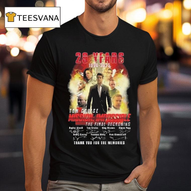Tom Cruise X Mission Impossible The Final Reckoning Thank You For The Memories Signature T Shirt Tom Cruise X Mission Impossible The Final Reckoning Thank You For The Memories Signature T Shirt