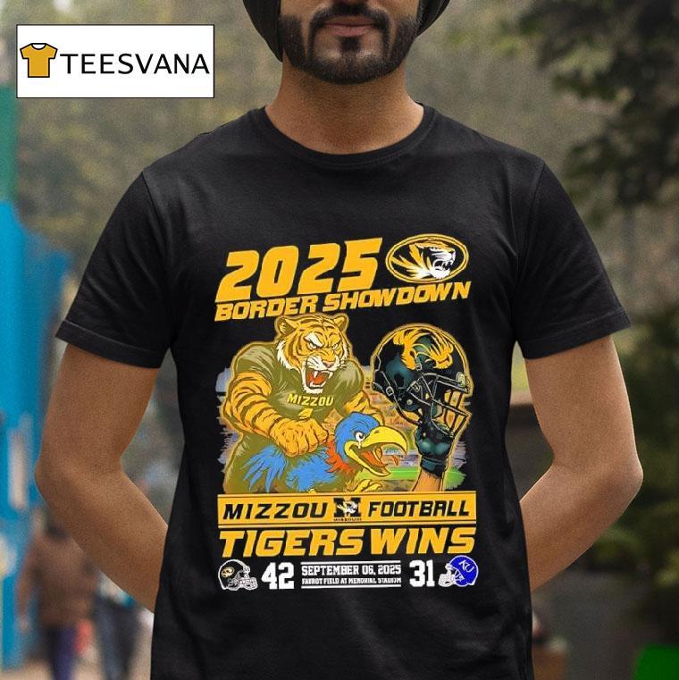 Border Showdown Missouri Tigers Vs Kansas Jayhawks Faurot Field Memorial Stadium T Shirt Border Showdown Missouri Tigers Vs Kansas Jayhawks Faurot Field Memorial Stadium T Shirt