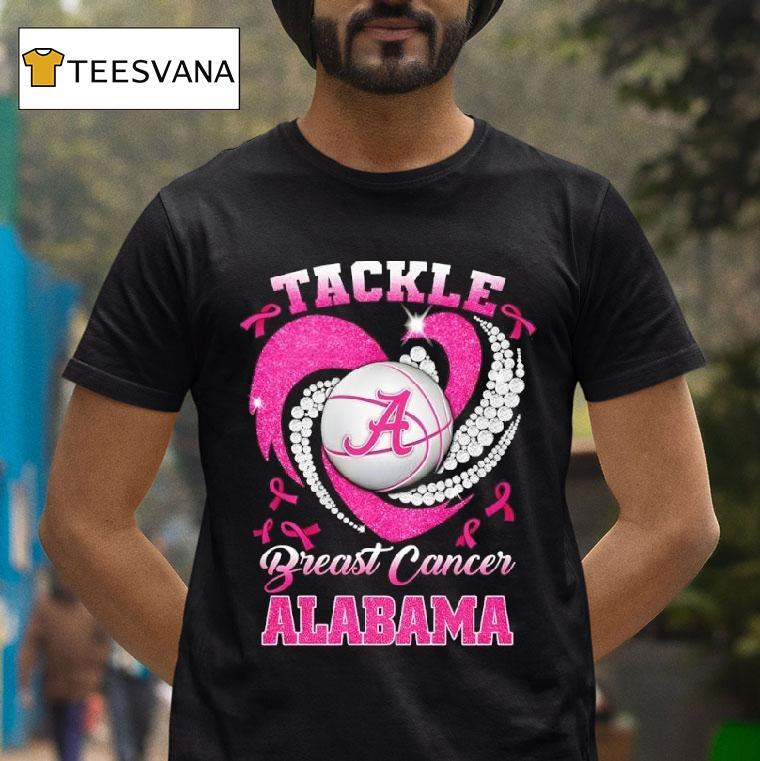 Alabama Crimson Tide Breast Cancer Awareness Tackle Hear T Shirt Alabama Crimson Tide Breast Cancer Awareness Tackle Hear T Shirt