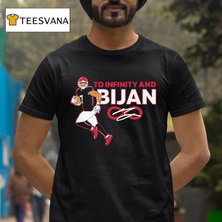 Bijan Robinson To Infinity And Bijan Atlanta Falcons Football Signature T Shirt Bijan Robinson To Infinity And Bijan Atlanta Falcons Football Signature T Shirt