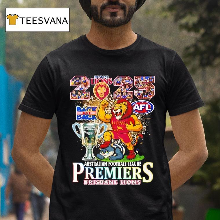 Brisbane Lions Back To Back Afl Australian Football League Premiers Cup Mascot Logo T Shirt Brisbane Lions Back To Back Afl Australian Football League Premiers Cup Mascot Logo T Shirt