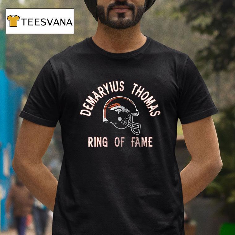 Denver Broncos Demaryius Thomas Ring Of Fame Pose T Shirt Denver Broncos Demaryius Thomas Ring Of Fame Pose T Shirt