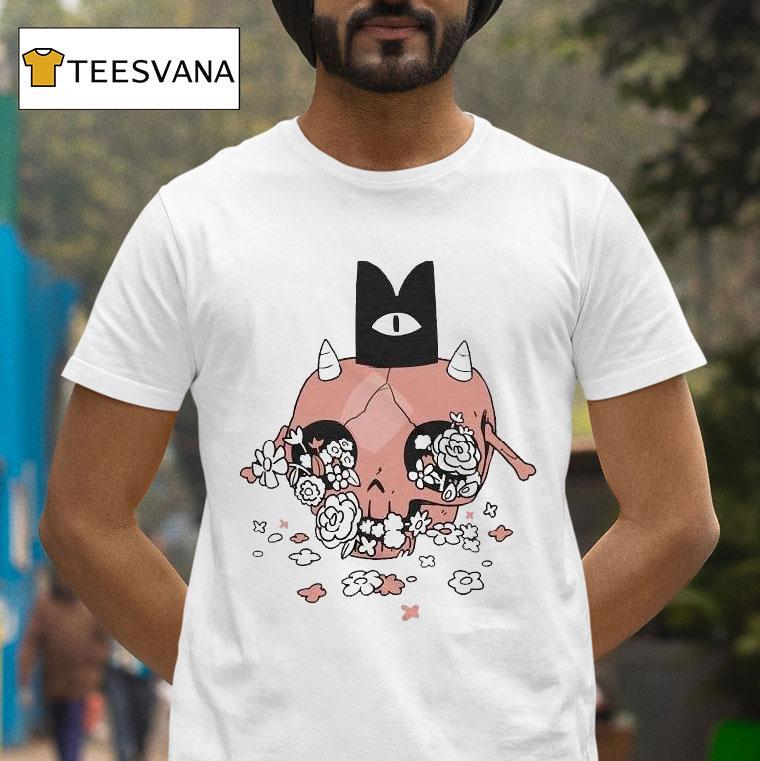 Devolver Cult Of The Lamb Floral Skull T Shirt Devolver Cult Of The Lamb Floral Skull T Shirt