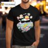 Flower Field With Hot Air Balloons Flying In The Sky T Shirt