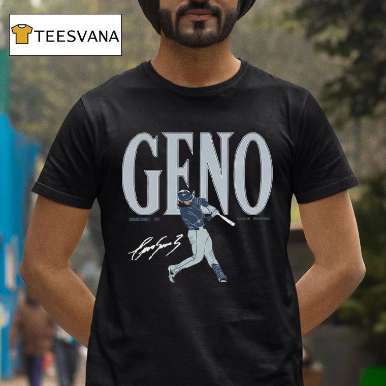 Geno Eugenio Suarez Seattle Mariners Swing Autographed Signature T Shirt Geno Eugenio Suarez Seattle Mariners Swing Autographed Signature T Shirt