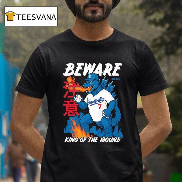 Godzilla Los Angeles Dodgers Beware King Of The Mound T Shirt Godzilla Los Angeles Dodgers Beware King Of The Mound T Shirt