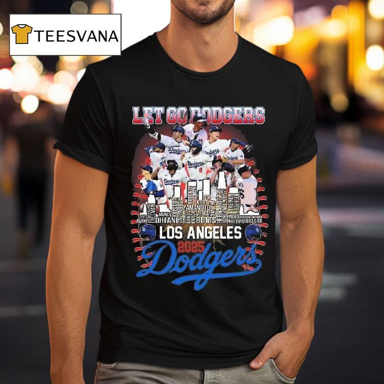Los Angeles Dodgers National League Champions Let Go Dodgers Skyline Names T Shirt Los Angeles Dodgers National League Champions Let Go Dodgers Skyline Names T Shirt