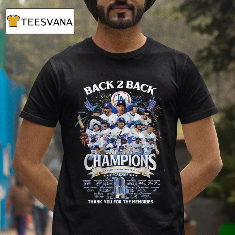 Los Angeles Dodgers Back Back World Series Champions Mlb Thank You For The Memories Signatures T Shirt Los Angeles Dodgers Back Back World Series Champions Mlb Thank You For The Memories Signatures T Shirt