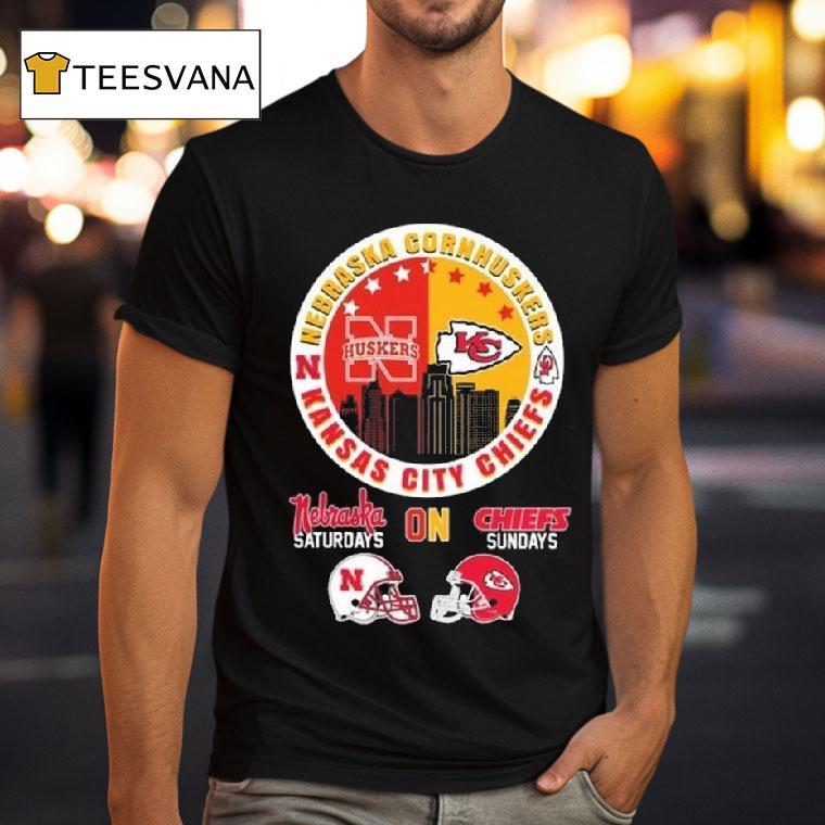 Nebraska Cornhuskers And Kansas City Chiefs Nebraska Saturdays On Chiefs Sundays T Shirt Nebraska Cornhuskers And Kansas City Chiefs Nebraska Saturdays On Chiefs Sundays T Shirt