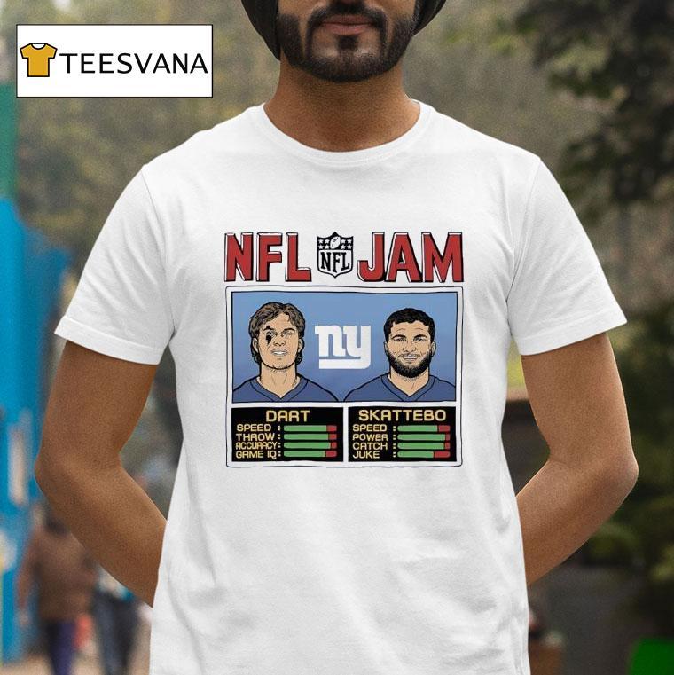Nfl Jam Cam Skattebo And Jaxson Dart New York Giants Football T Shirt Nfl Jam Cam Skattebo And Jaxson Dart New York Giants Football T Shirt